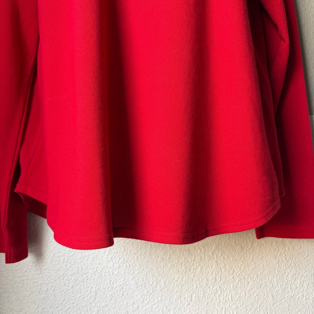 NWT Tommy Hilfiger Women’s Large Polo Shirt Red Striped Collar Long Sleeve Gold - Picture 3 of 6